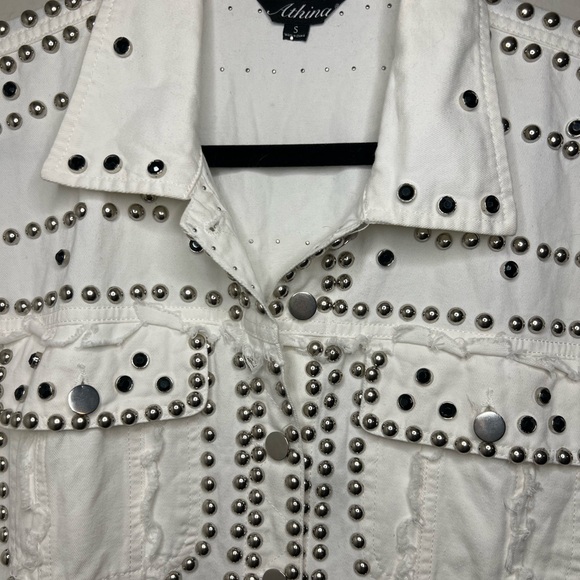White Studded Jean Jacket - Picture 12 of 13